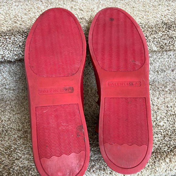 Balenciaga Arena Men's Red Leather High Top Sneakers. - Picture 12 of 14